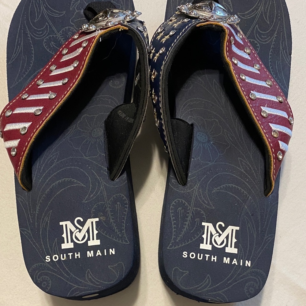 Women's Black and Red Embellished Sandals - Picture 5 of 8